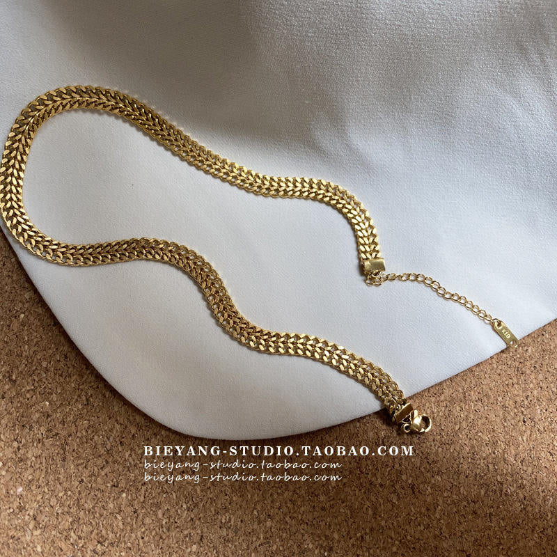 Wen Jian Kevlar Cuban Chain Natural Stone Bracelet Ins Style Niche Design European American Simple Personality Hand