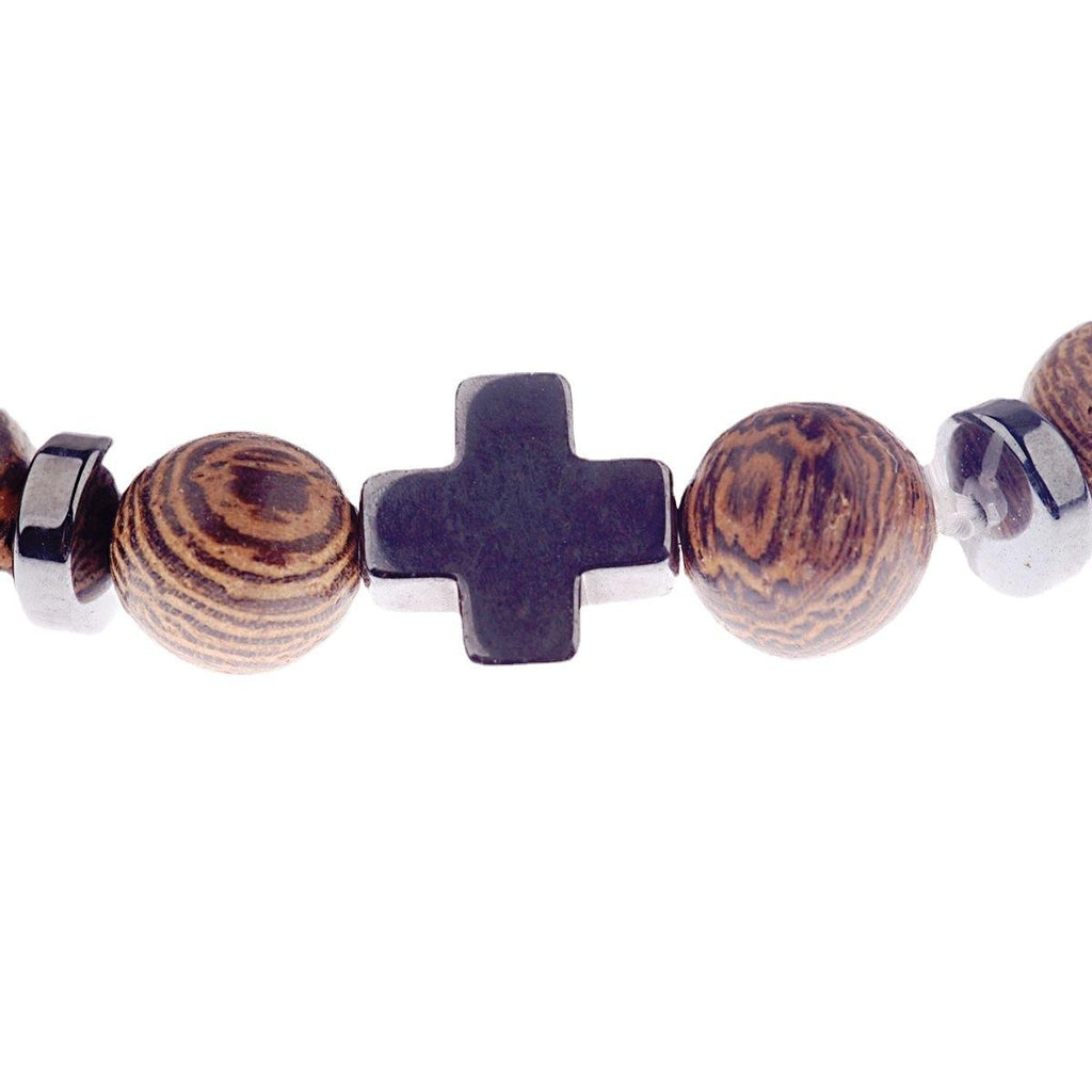 Popular Bracelet Wooden Cross Beaded Bracelet Men's Wood Beaded Personalized Temperament Handicraft