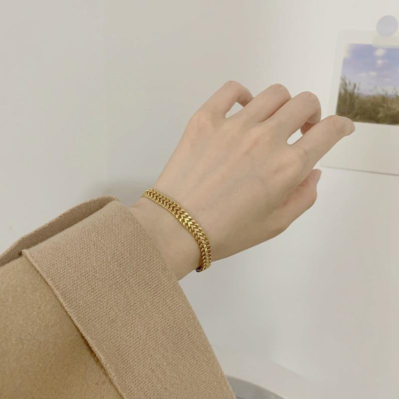 Wen Jian Kevlar Cuban Chain Natural Stone Bracelet Ins Style Niche Design European American Simple Personality Hand