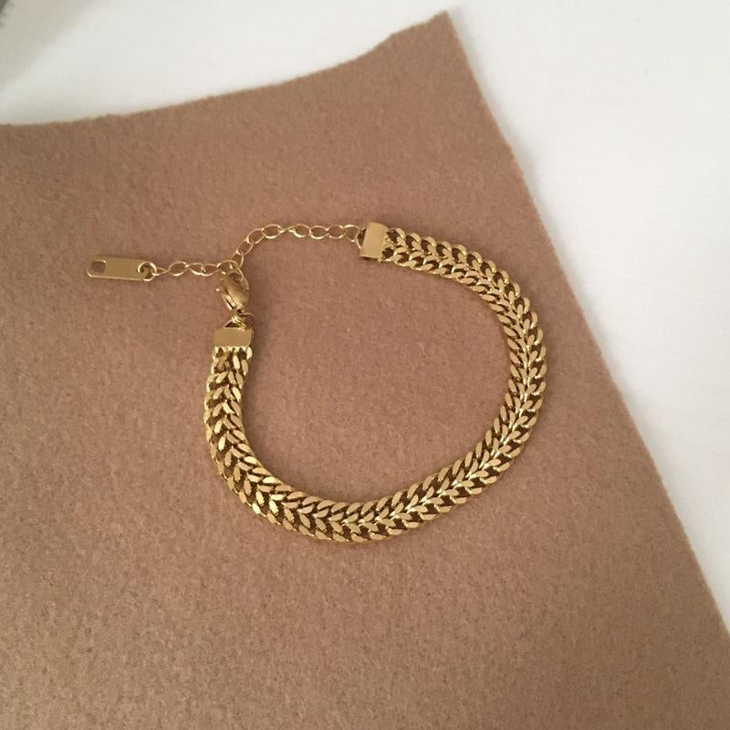 Wen Jian Kevlar Cuban Chain Natural Stone Bracelet Ins Style Niche Design European American Simple Personality Hand