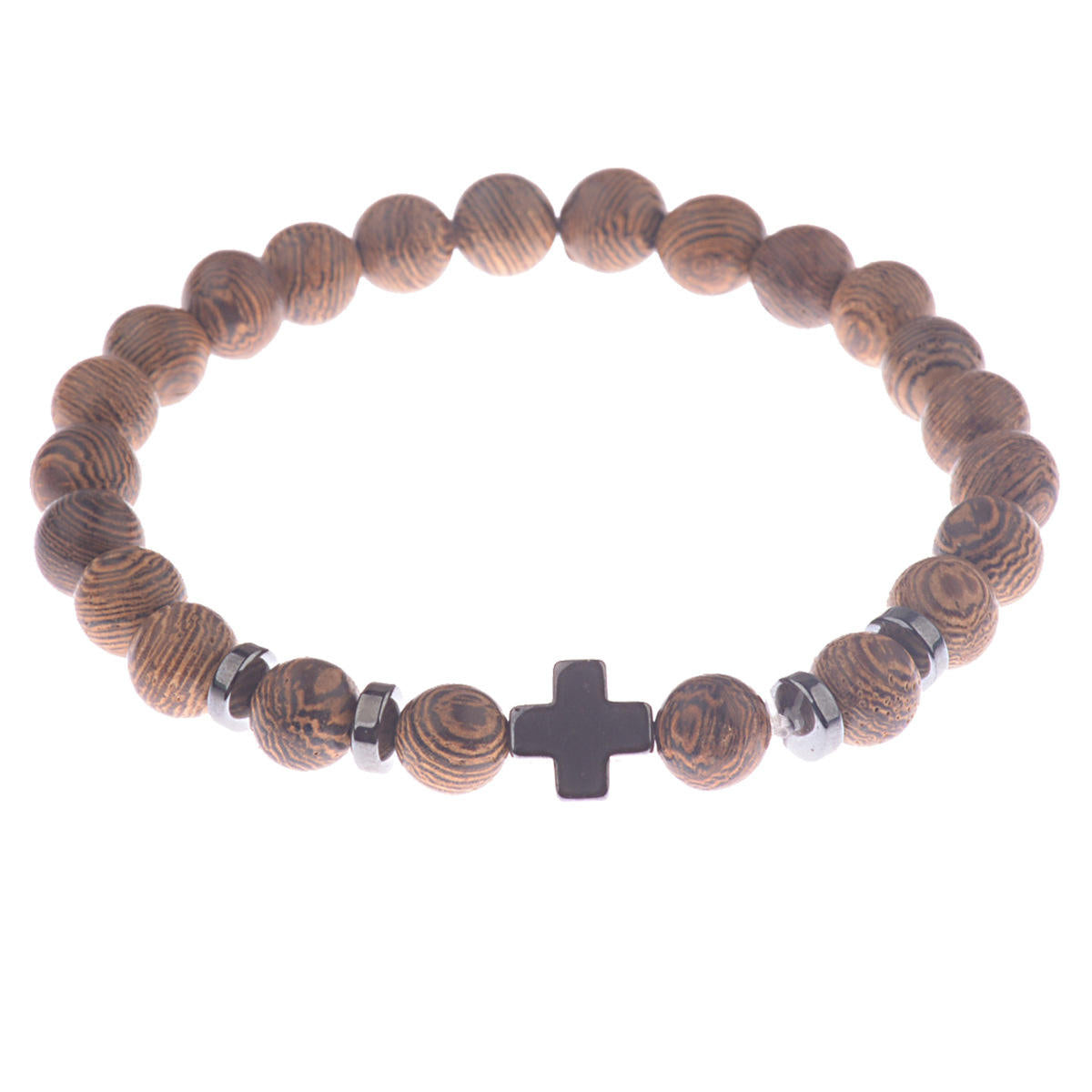 Popular Bracelet Wooden Cross Beaded Bracelet Men's Wood Beaded Personalized Temperament Handicraft